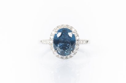 Bague en or blanc 750°/.(18K) 4g50 ornée...