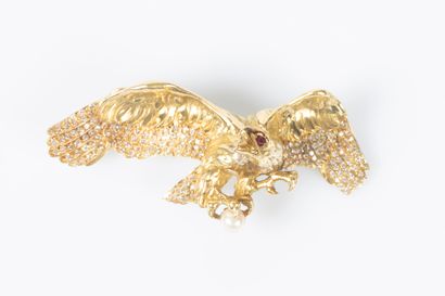 Brooch - Pendant Eagle in yellow gold 18K...