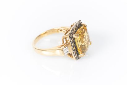 Yellow gold ring 750°/.(18K) 7g35 set with...