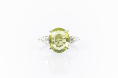 Bague en or blanc 750°/.(18K) 3g60 sertie...