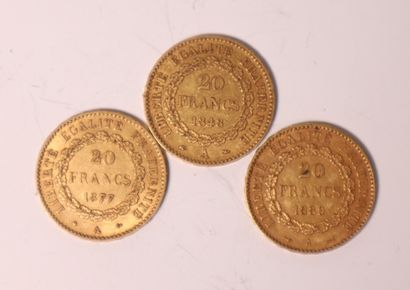 3 gold coins 20FF French Republic (1848,...