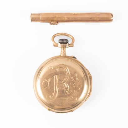 Montre de poche en or jaune 18K 750 millièmes...