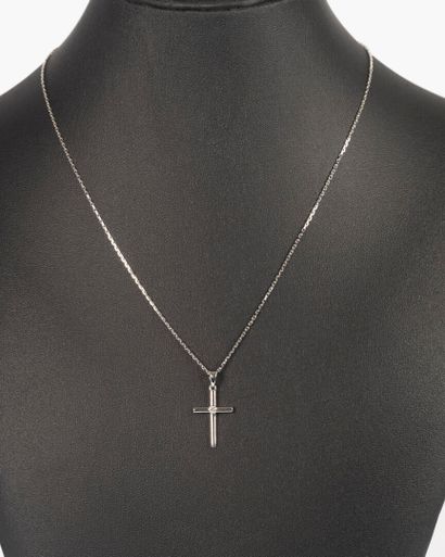 Pendentif Croix + chaine maille forçat or...