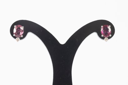Paire de boutons d'oreilles en or blanc 750°/.(18K)...