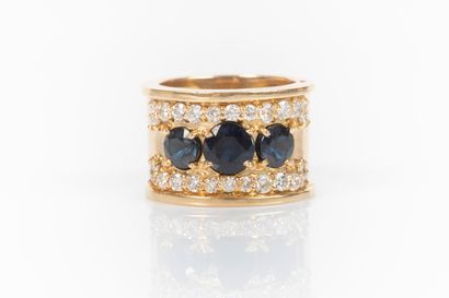 Bague bandeau en or jaune 18K 750 millièmes...