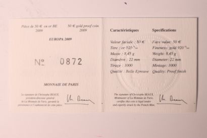 1 gold coin 50€, Monnaie de Paris, Europa...