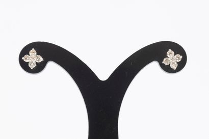 Paire de boutons d'oreilles en or blanc 750°/.(18K)...