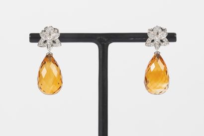 Pair of earrings in white gold 750°/.(18K)...