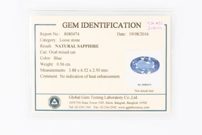 Saphir non chauffé taille ovale 0.56 ct sous...