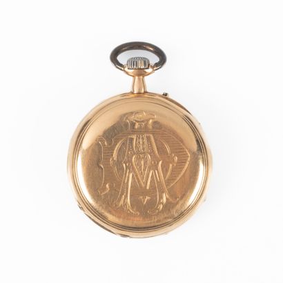 Montre de gousset en or jaune (accidentée)....