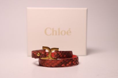 CHLOE. Bracelet en cuir rouge. Duste bag...
