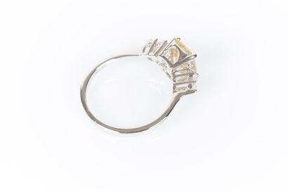 Ring in white gold 750°/.(18K) 2g65 set with...