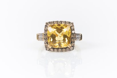 Yellow gold ring 750°/.(18K) 7g35 set with...