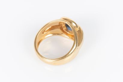 Bague chevalière en or jaune 18K 750 millièmes...