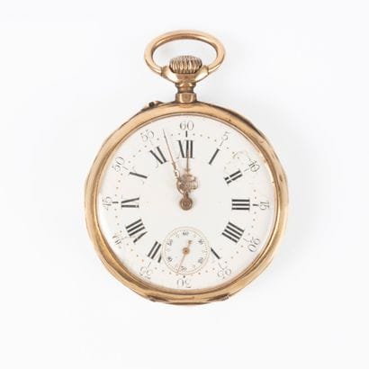 Montre de gousset en or. (accident au cadran...