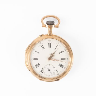 Montre de poche en or jaune 18K 750 millièmes...