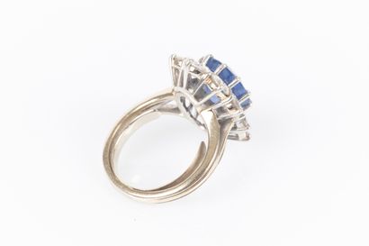 White gold and platinum daisy ring set with...