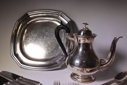 Silver-plated metal set, including: tray...