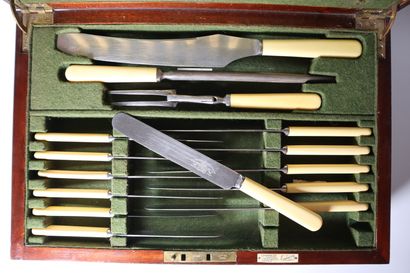 Part of a table service in a mahogany case,...