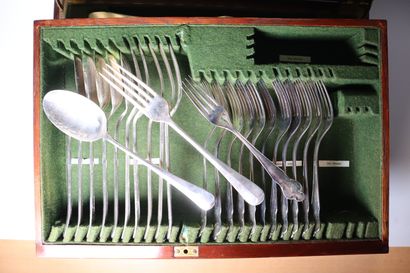 Part of a table service in a mahogany case,...