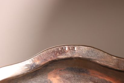 Round silver dish. Unreadable hallmarks....