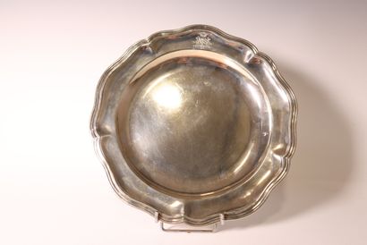 Round silver dish. Unreadable hallmarks....