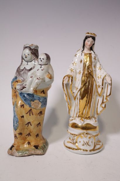 Set of 7 porcelain and ceramic virgins, including...
