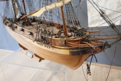 Model of wooden sailing ship 