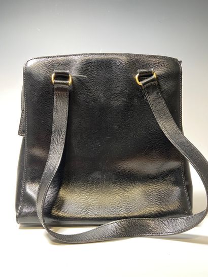 CELINE. Black leather bag (worn)