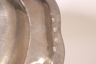 Round silver dish. Unreadable hallmarks....