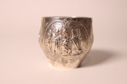 Silver set, including : Wine taster and small...