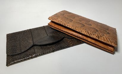 2 python skin pouches. (slight wear).