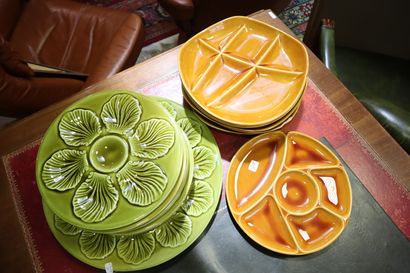 Set of glazed ceramic dinner service parts:...