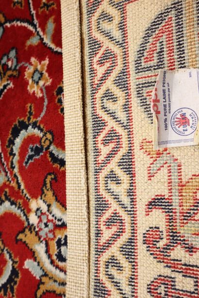 Wool carpet with red background. 297 x 201...