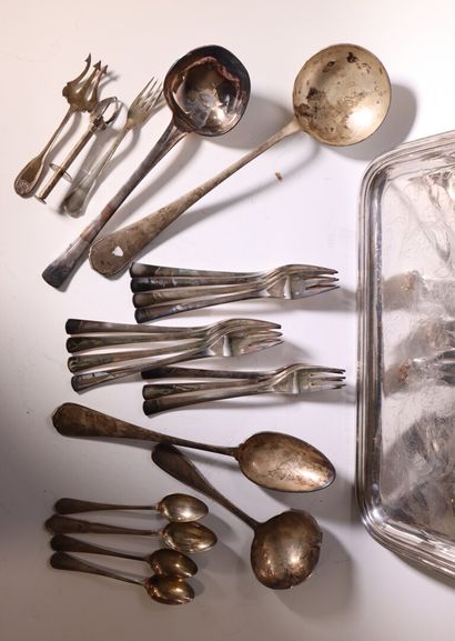 Set of silver-plated metal including Christofle:...