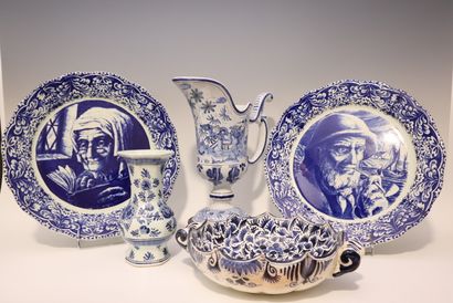 Set of glazed ceramics including a pair of...