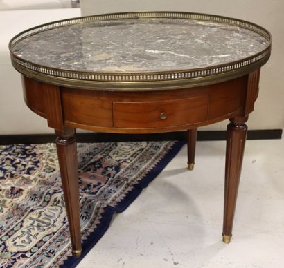 Table bouillotte in natural wood, marble...