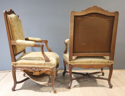 Pair of Regency-style armchairs in natural...
