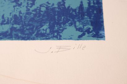 J. BILLE (XXe) Régate, lithographie signée...