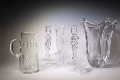 Glass and crystal set, including: DAUM vase...