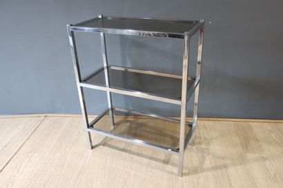 Etagère en métal chromé et 3 tablettes en...