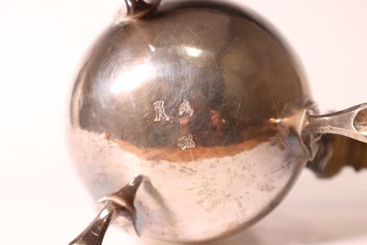 A plain silver baluster chocolatier, decorated...