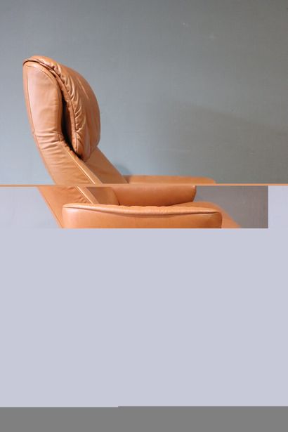 Pair of recliners with footrest, natural...