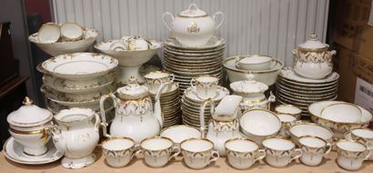 Paris white and gold porcelain dinner service...
