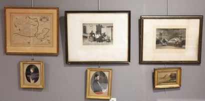 6 frames, including 3 engravings, a map of...