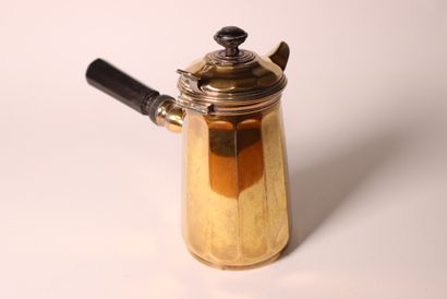 Chocolatière in vermeil, wooden side handle,...