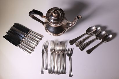 Silver-plated metal set, including: tray...