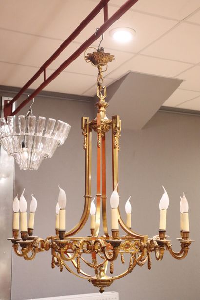 Large 12-light gilt-bronze chandelier high....