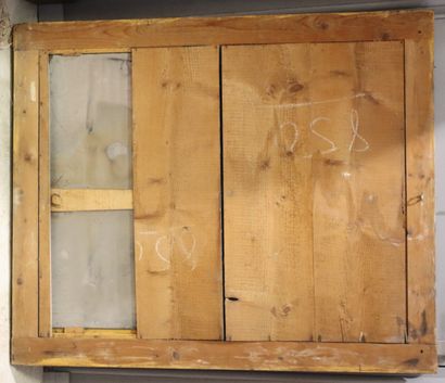 Rectangular glass, gilded frame with palmettes....