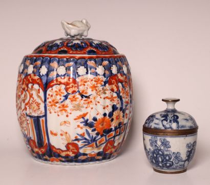 * ASIA. Set of 2 porcelain covered pots....